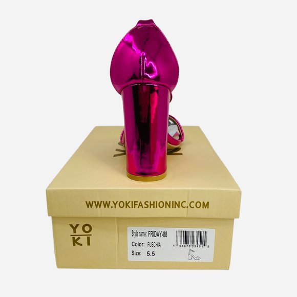 Ankle Strap Metallic Hot Pink Dress Block Heel Sandals Size 6 NEW NWT - Picture 4 of 9